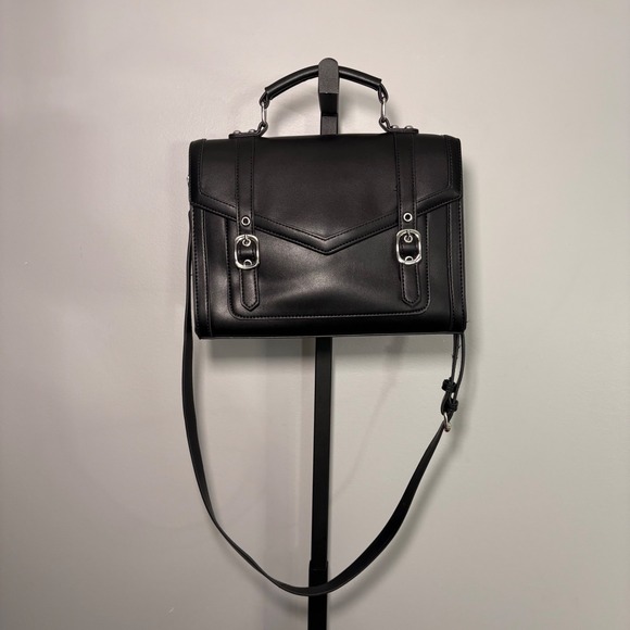 Banned Apparel Black Faux Leather Satchel Crossbody Bag Dark Academic Goth - Picture 6 of 8